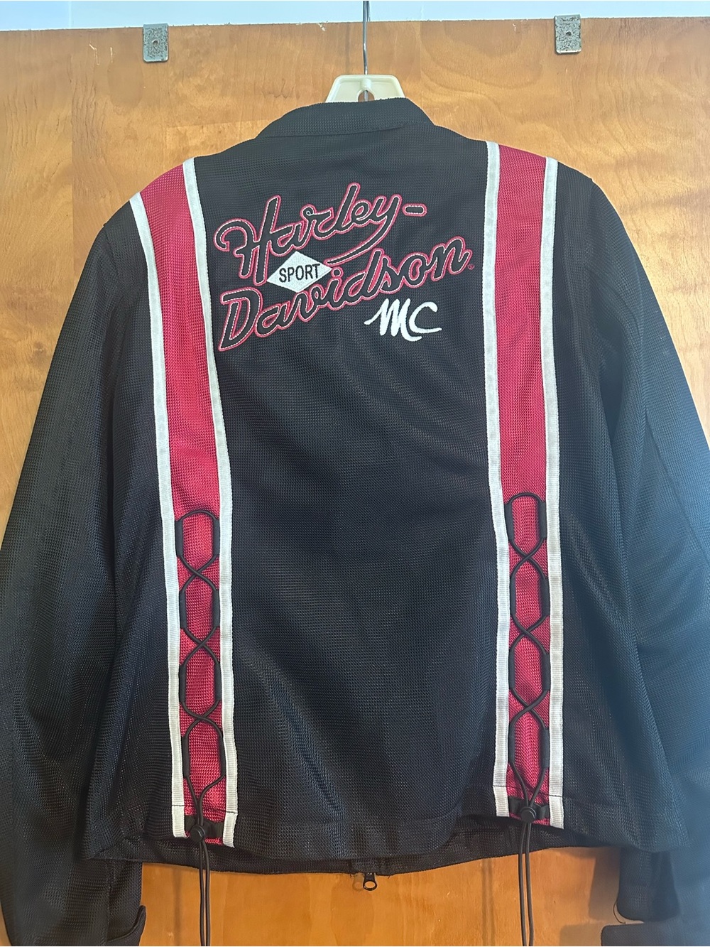 Harley-Davidson Black Jacket with Red & White Vertical Racing Panels